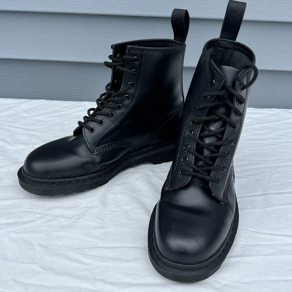 Dr. Martens 1460 Mono Smooth Leather Lace Up Boots Black Men's US 9 EU 42 Moto - Picture 1 of 13